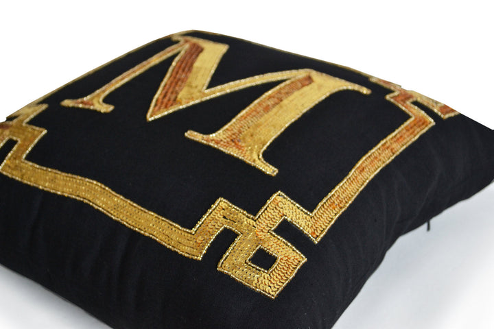 Gold Monogram Decorative Throw Pillow Cover by Amore Beauté