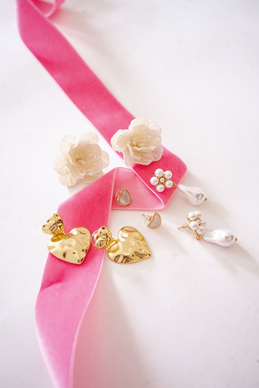Martha - Heart Mother of pearl stud earring - 18k gold plated-Darby Clark Collection