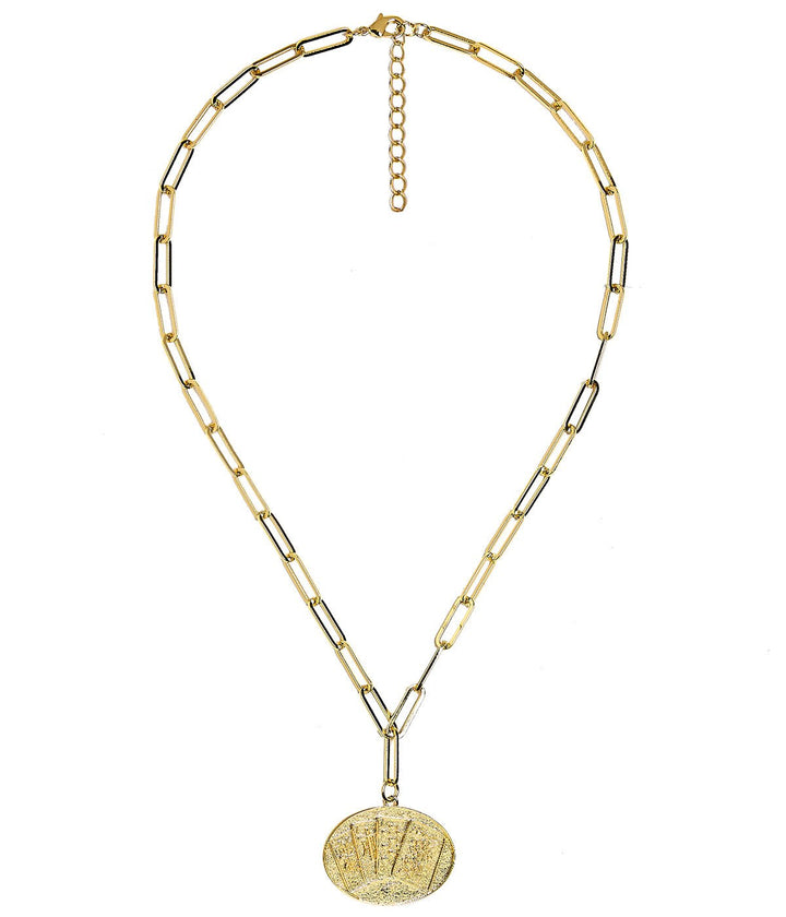 Mahjong Charm Tile Necklace- Paper Clip chain  - 18k Gold Plated