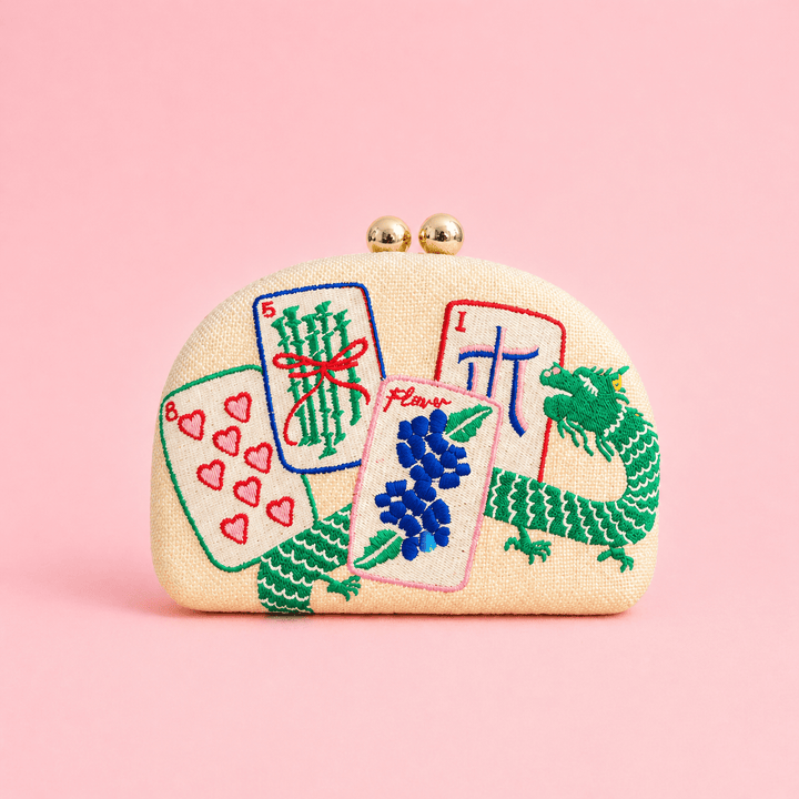 Mahjong Clutch- Embroidered