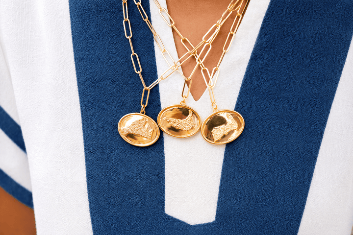 Map - Beach Tag Charm Necklace – 18k Gold Plated