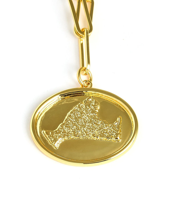 Map - Beach Tag Charm Necklace – 18k Gold Plated