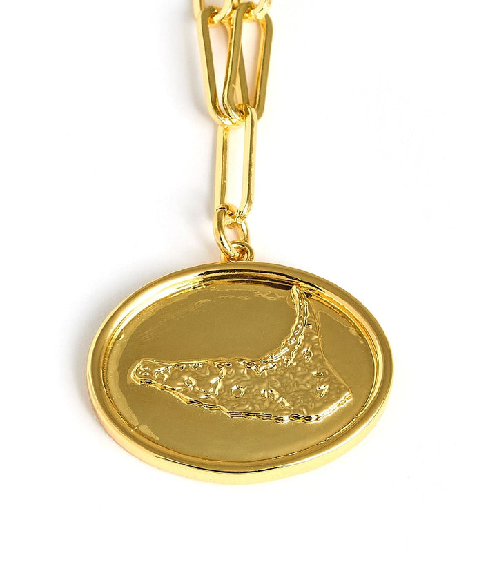 Map - Beach Tag Charm Necklace – 18k Gold Plated