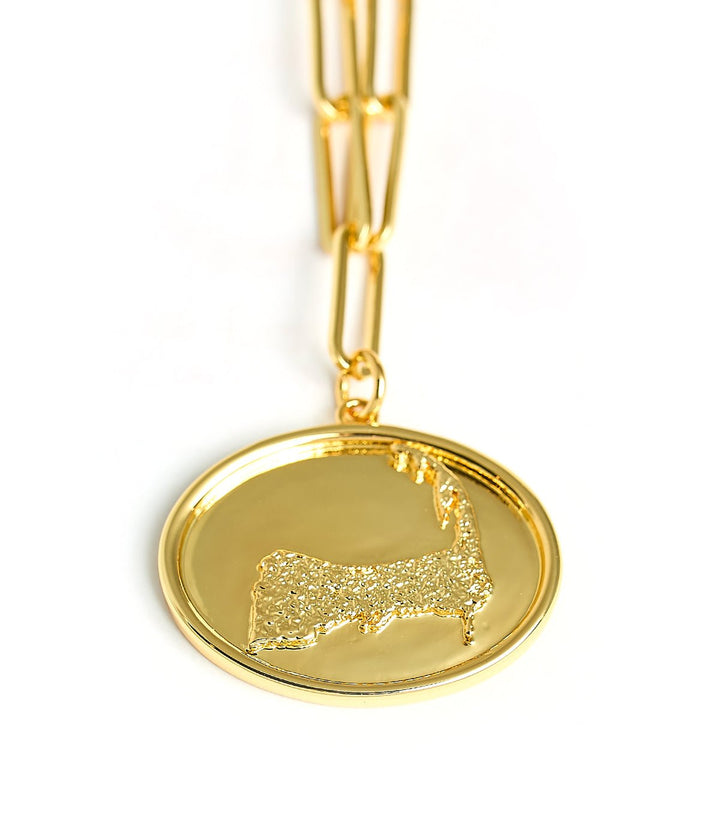 Map - Beach Tag Charm Necklace – 18k Gold Plated