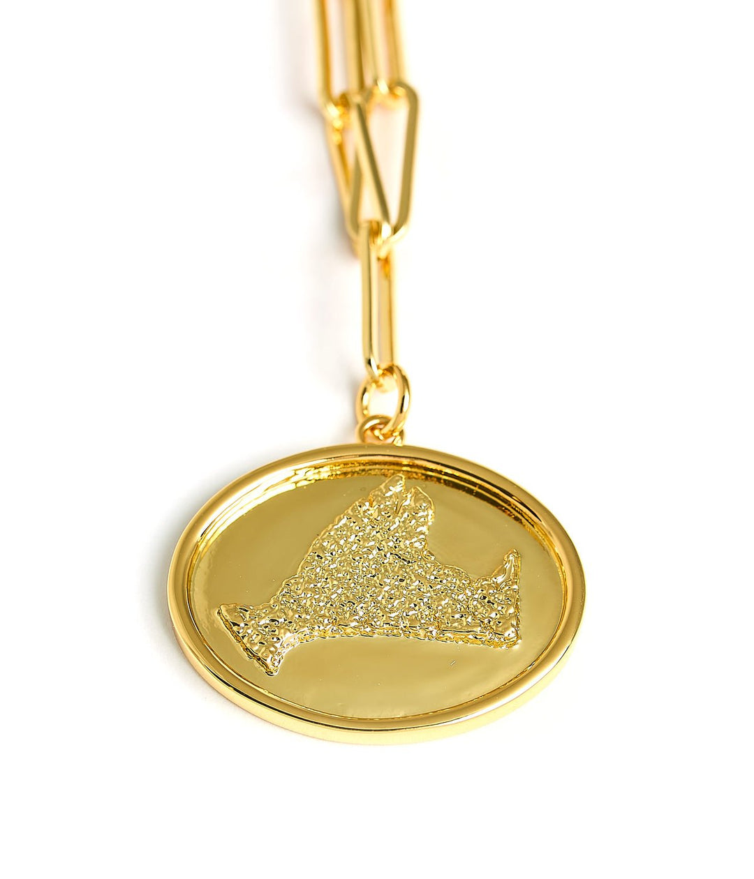 Map - Beach Tag Charm Necklace – 18k Gold Plated