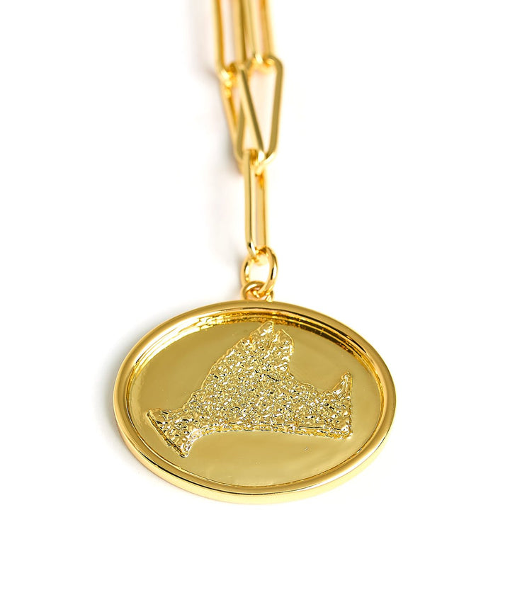 Map - Beach Tag Charm Necklace – 18k Gold Plated