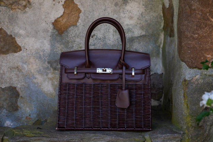 Margo -  Fall Wicker Handbag - Black & Chocolate