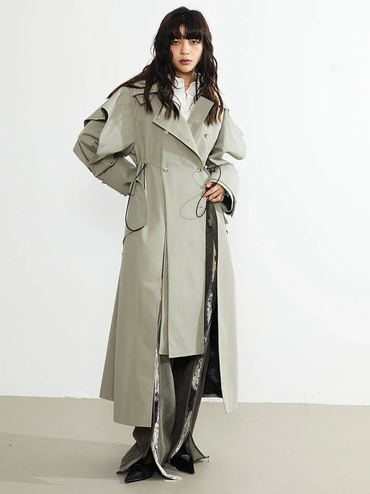 Atadi Drawstring Trench Coat by Marigold Shadows