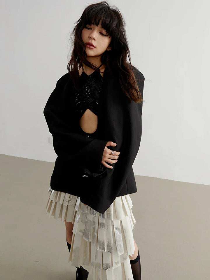 Nandy Puff Sleeve Cut-Out Coat by Marigold Shadows