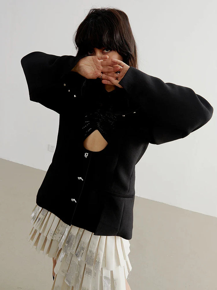 Nandy Puff Sleeve Cut-Out Coat by Marigold Shadows