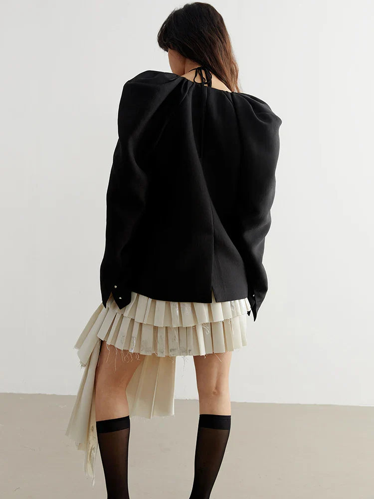 Nandy Puff Sleeve Cut-Out Coat by Marigold Shadows