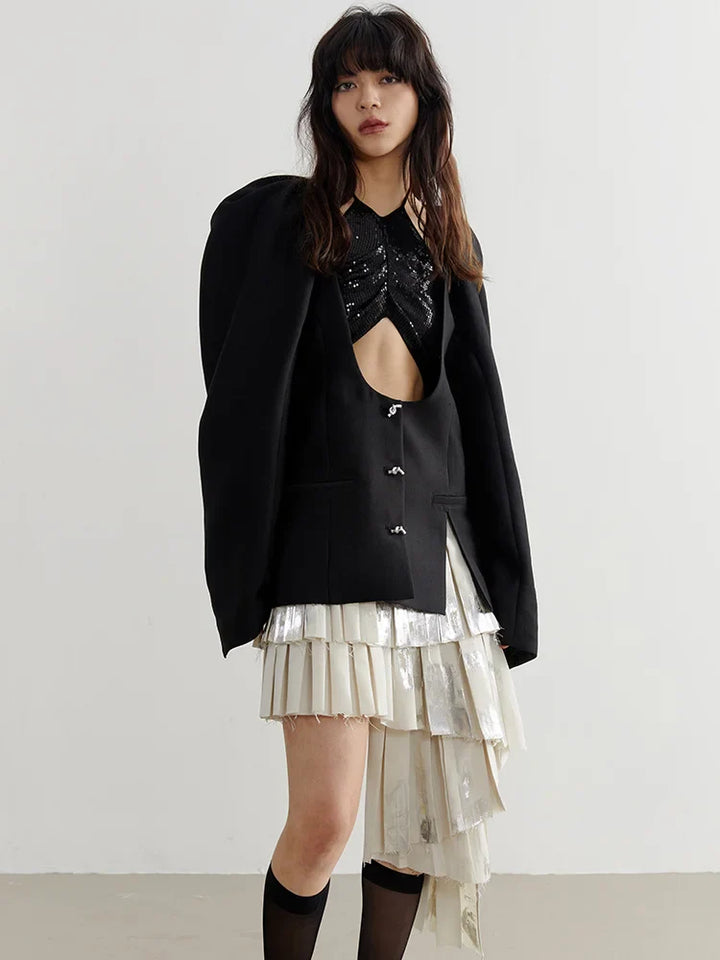 Nandy Puff Sleeve Cut-Out Coat by Marigold Shadows