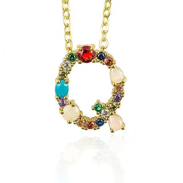 Lettre Multicolor Initial Charm Necklace by Marigold Shadows