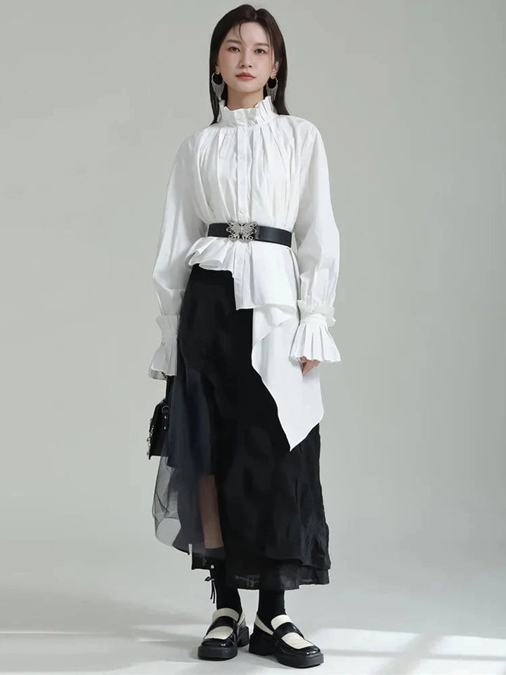 Ladada Pleated Collar Blouse by Marigold Shadows