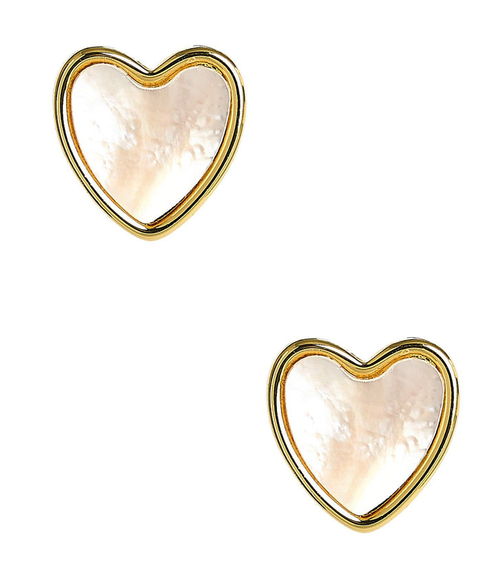 Martha - Heart Mother of pearl stud earring - 18k gold plated-Darby Clark Collection