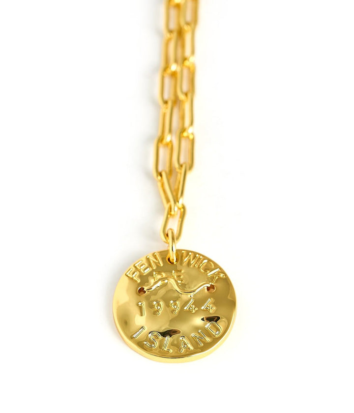 Mini Beach Tag Charm Necklace – 18k Gold Plated
