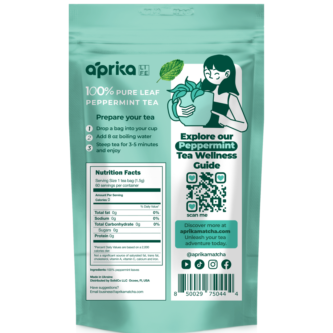 100% Pure Peppermint Herbal Tea, 60 bags by Aprika Life