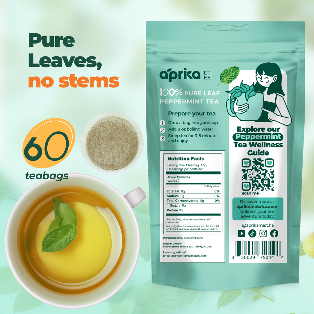 100% Pure Peppermint Herbal Tea, 60 bags by Aprika Life