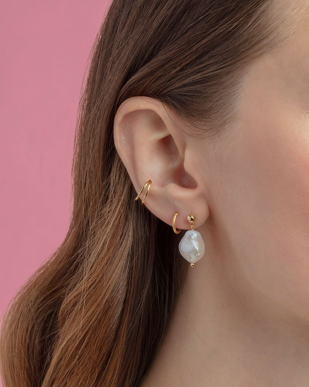 Large Baroque Pearl Drop Studs by Sterling Forever