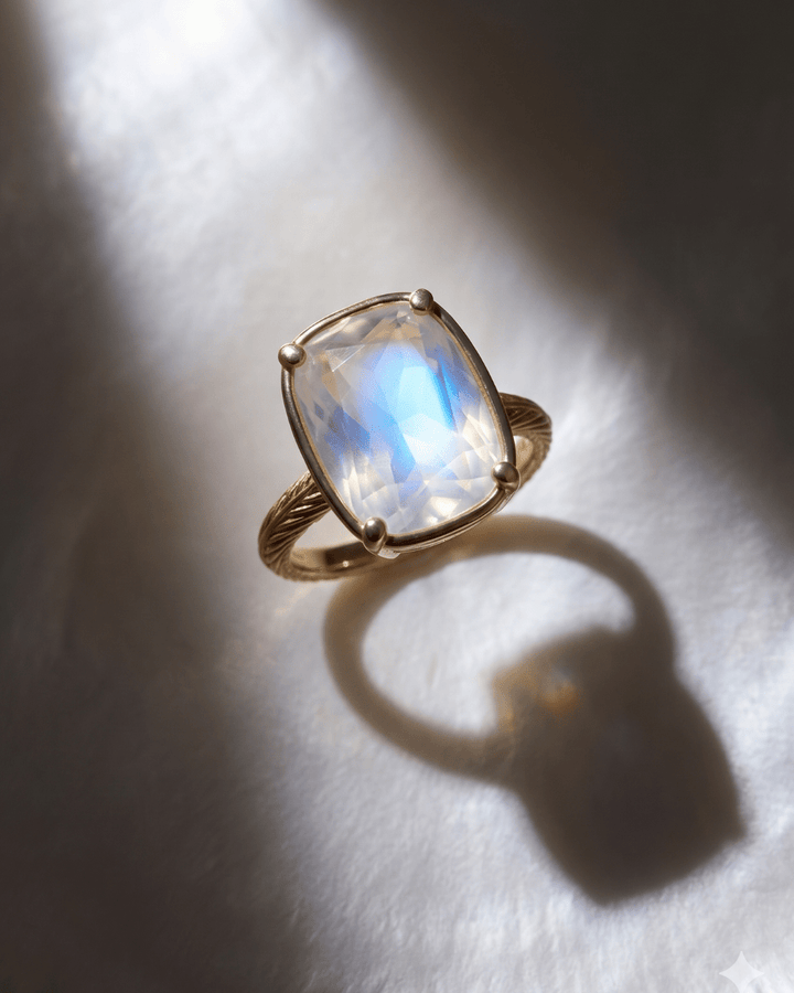 Elongated Cushion Moonstone Cocktail Ring