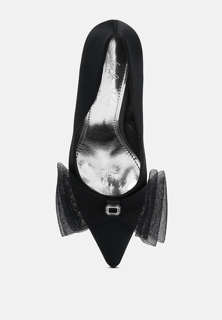 odette diamante embellished bow stiletto pumps by London Rag