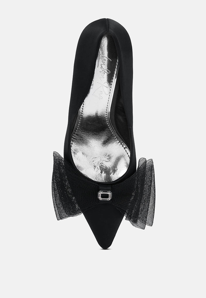 odette diamante embellished bow stiletto pumps by London Rag