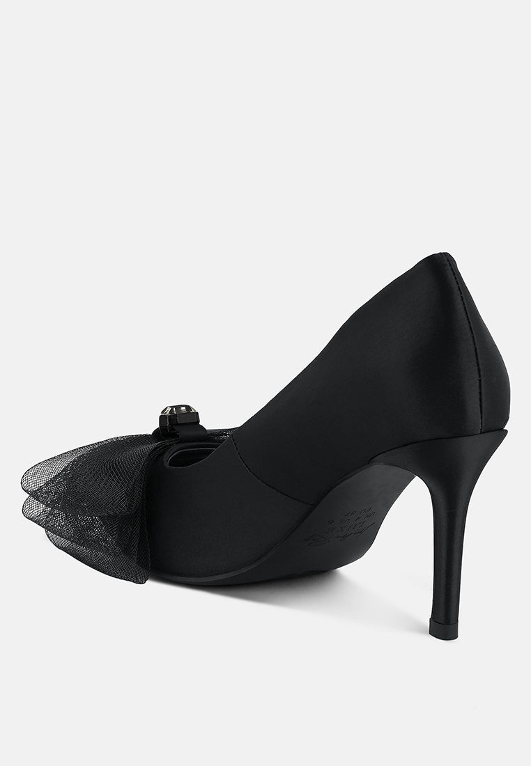 odette diamante embellished bow stiletto pumps by London Rag
