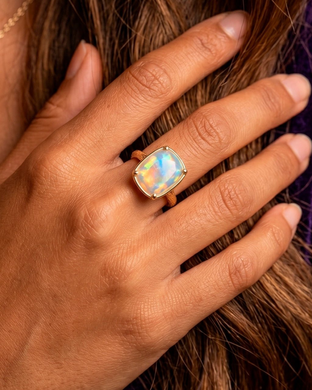 Opal Elongated Cushion Cocktail Ring