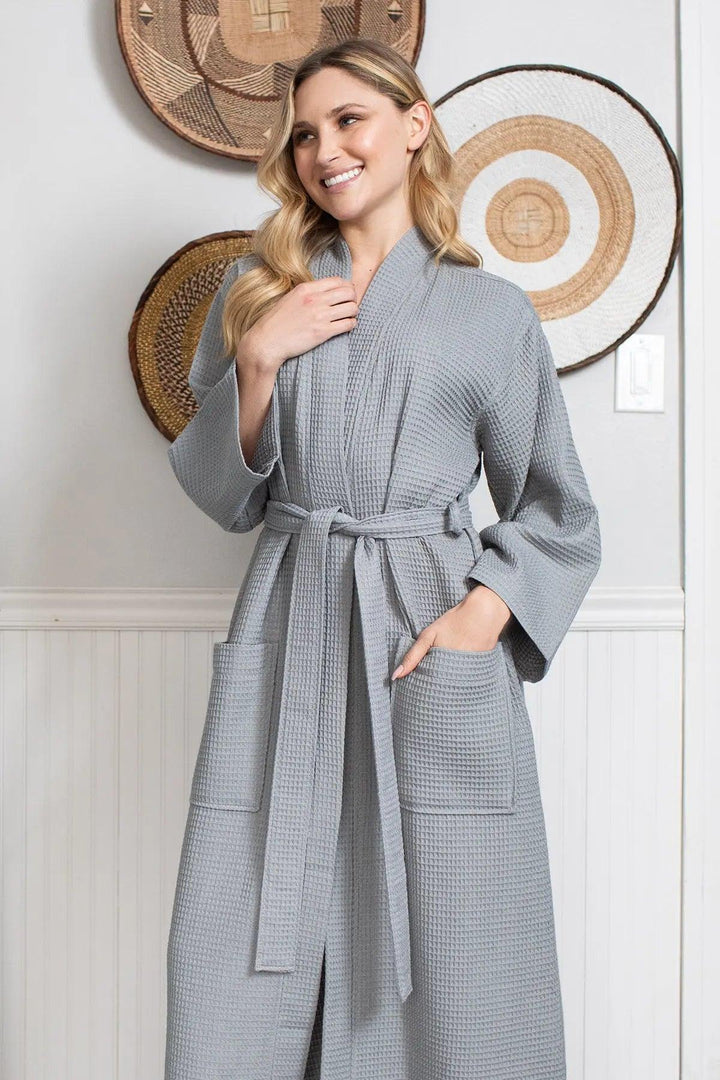 Lightweight Cotton Waffle Robe for Women by Lotus Linen