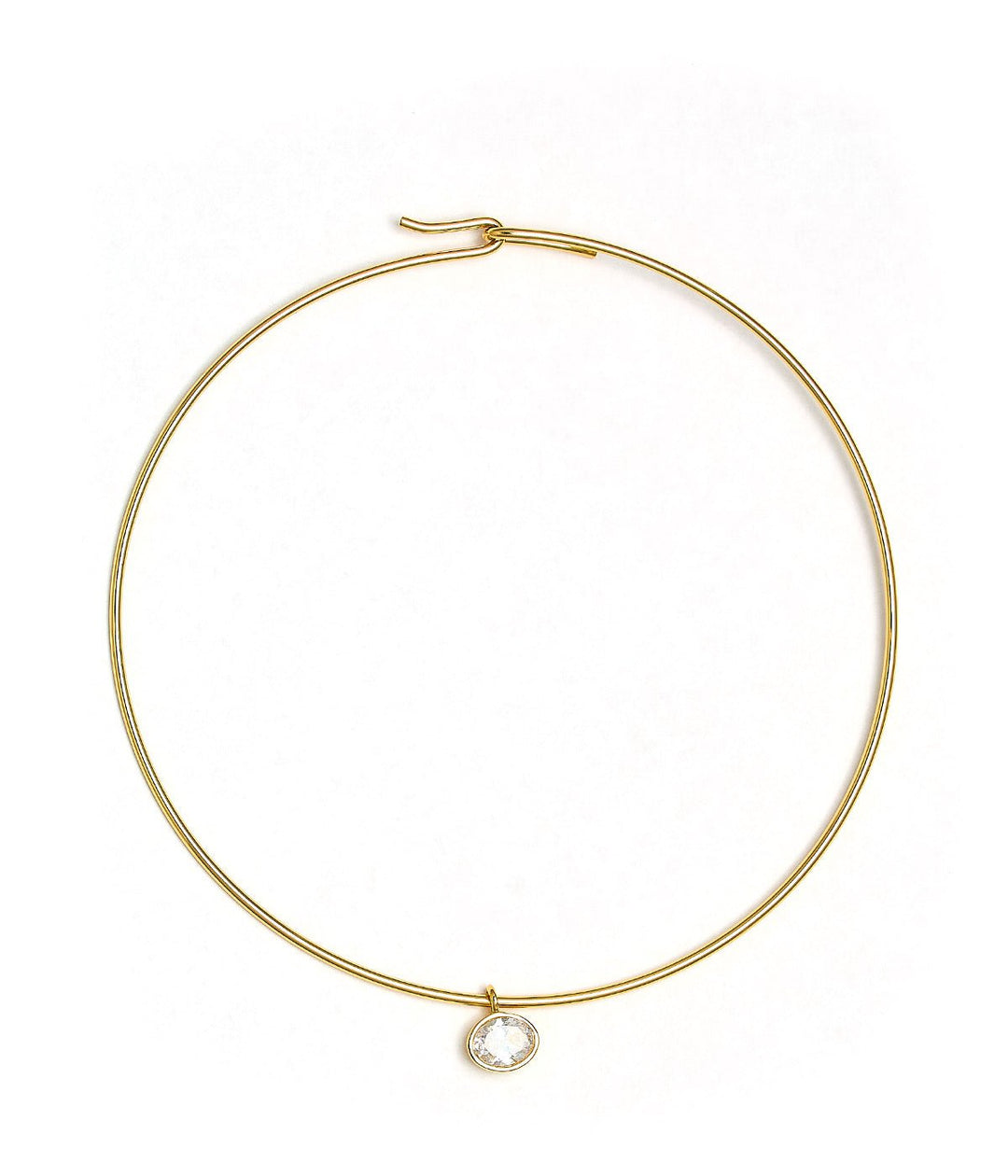 Oval Bezel Collar Necklace- 18k Gold Plated - Belle of the Ball Collection