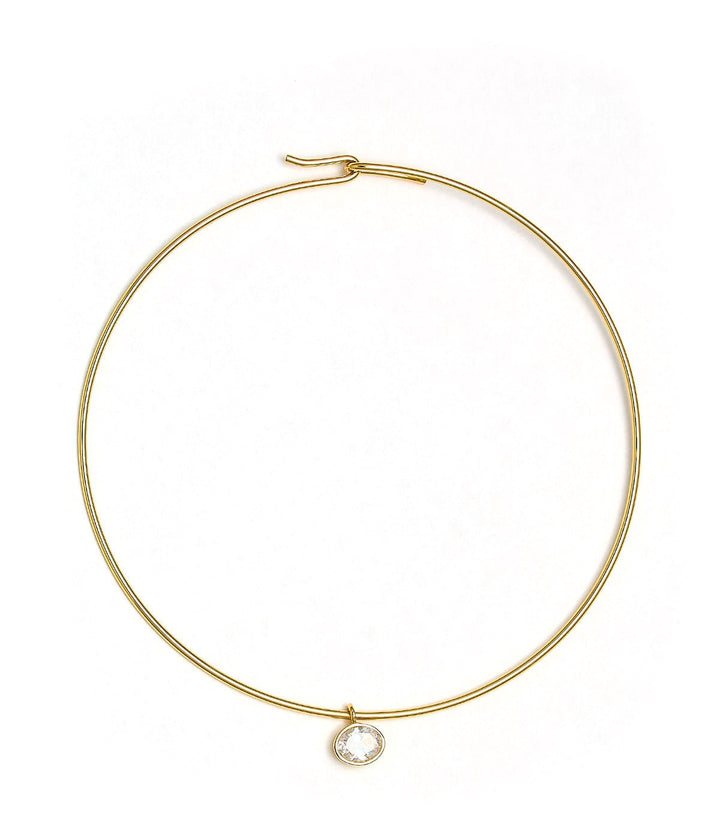 Oval Bezel Collar Necklace- 18k Gold Plated - Belle of the Ball Collection