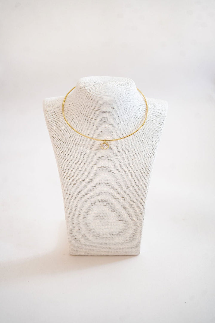 Oval Bezel Collar Necklace- 18k Gold Plated - Belle of the Ball Collection