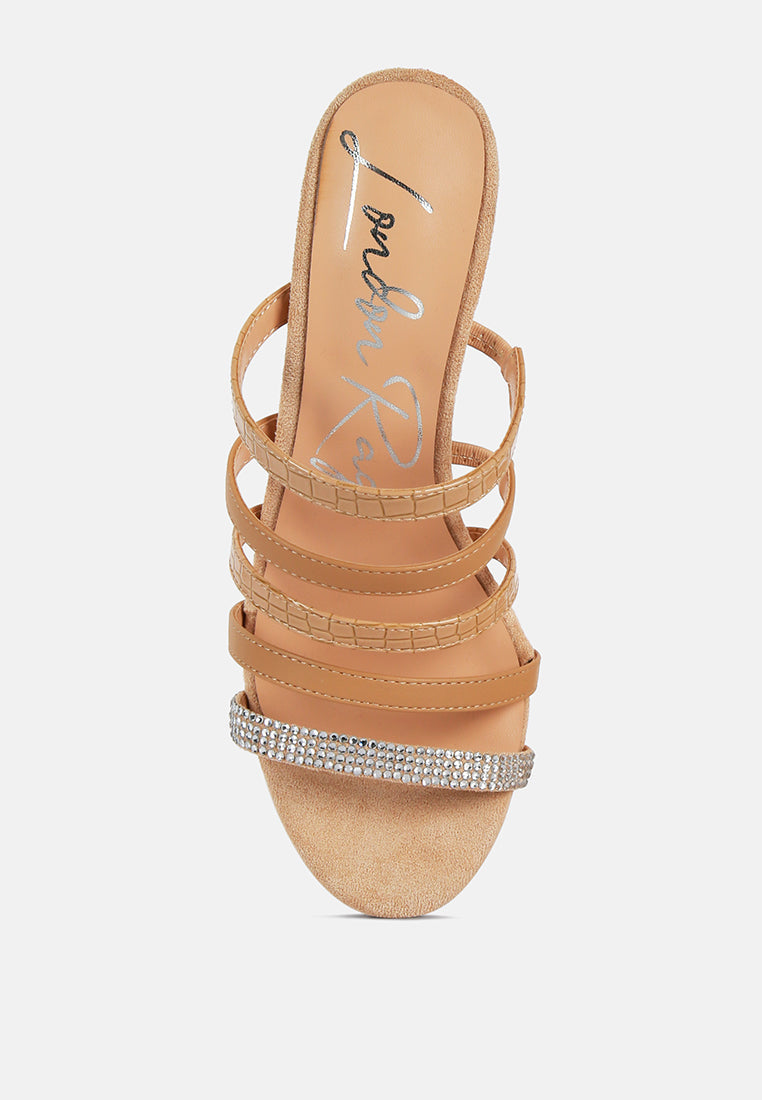 peaches strapped rhinestone embellished sandals by London Rag