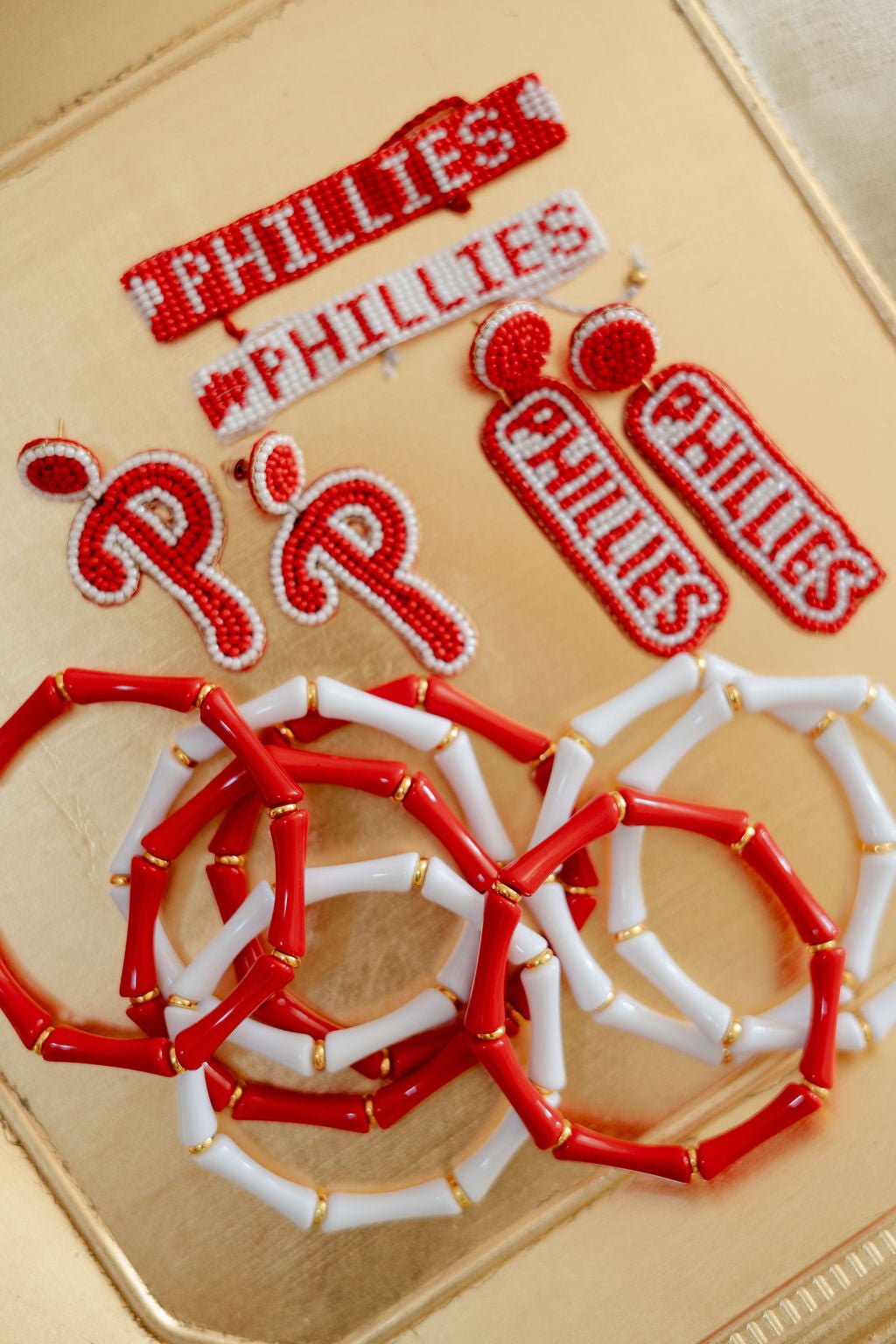 Phillies P - Fabric Backed Earrings