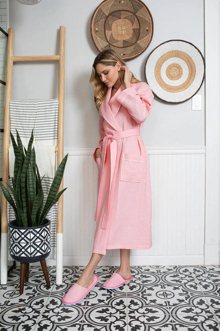Women's Piped Waffle Robes by Lotus Linen