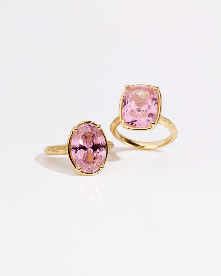 Pink Sapphire Oval Cut CZ Cocktail Ring