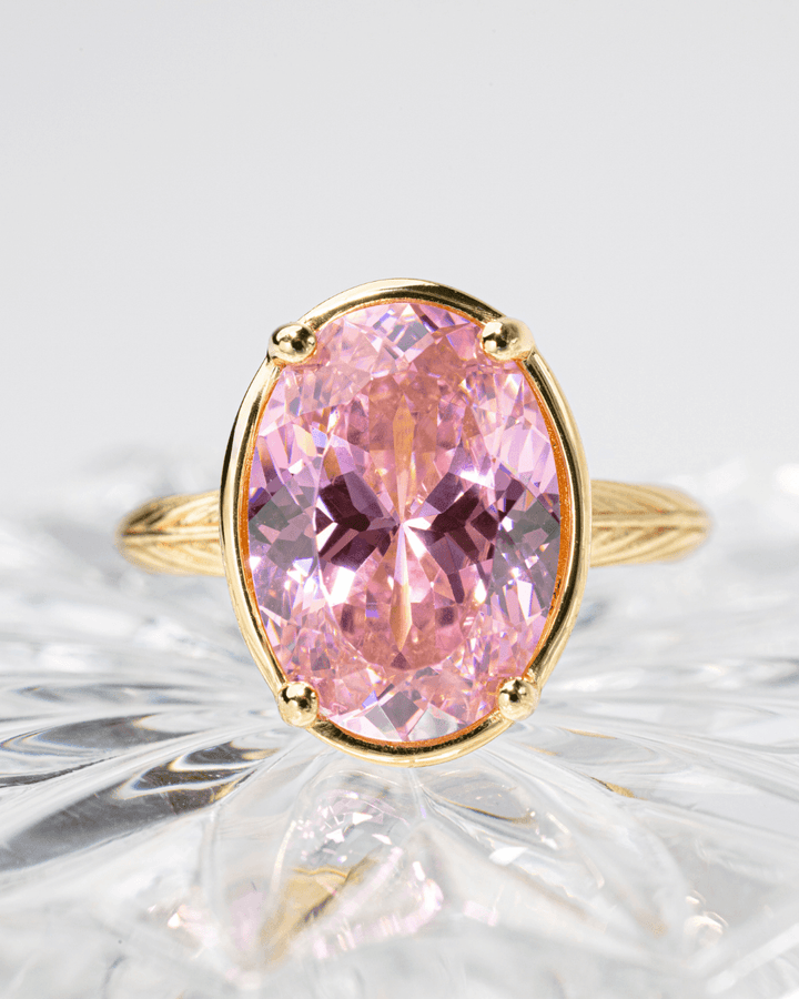 Pink Sapphire Oval Cut CZ Cocktail Ring