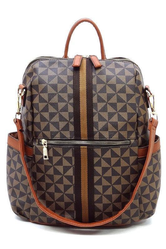 PM Monogram Striped Convertible Backpack by VYSN