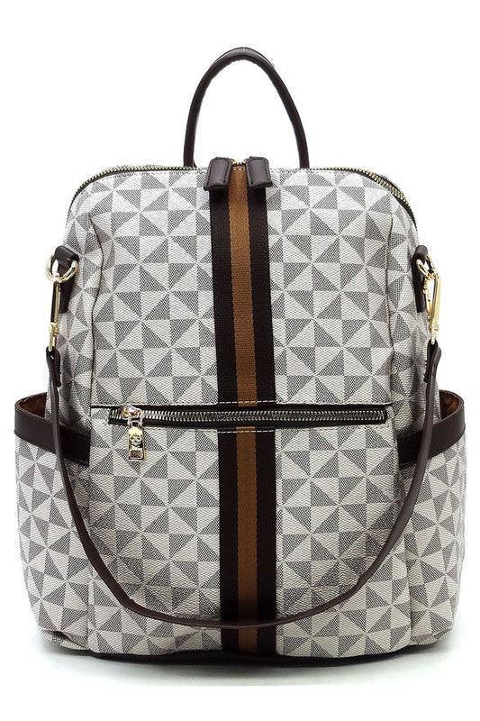 PM Monogram Striped Convertible Backpack by VYSN