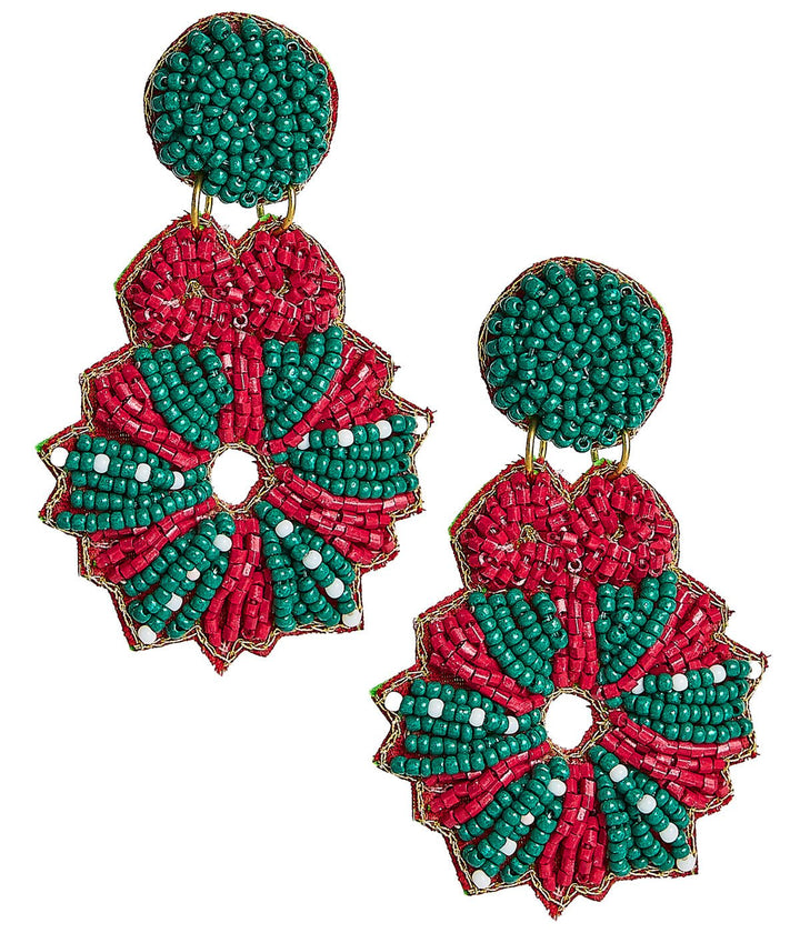Poinsettia Wreath Earring