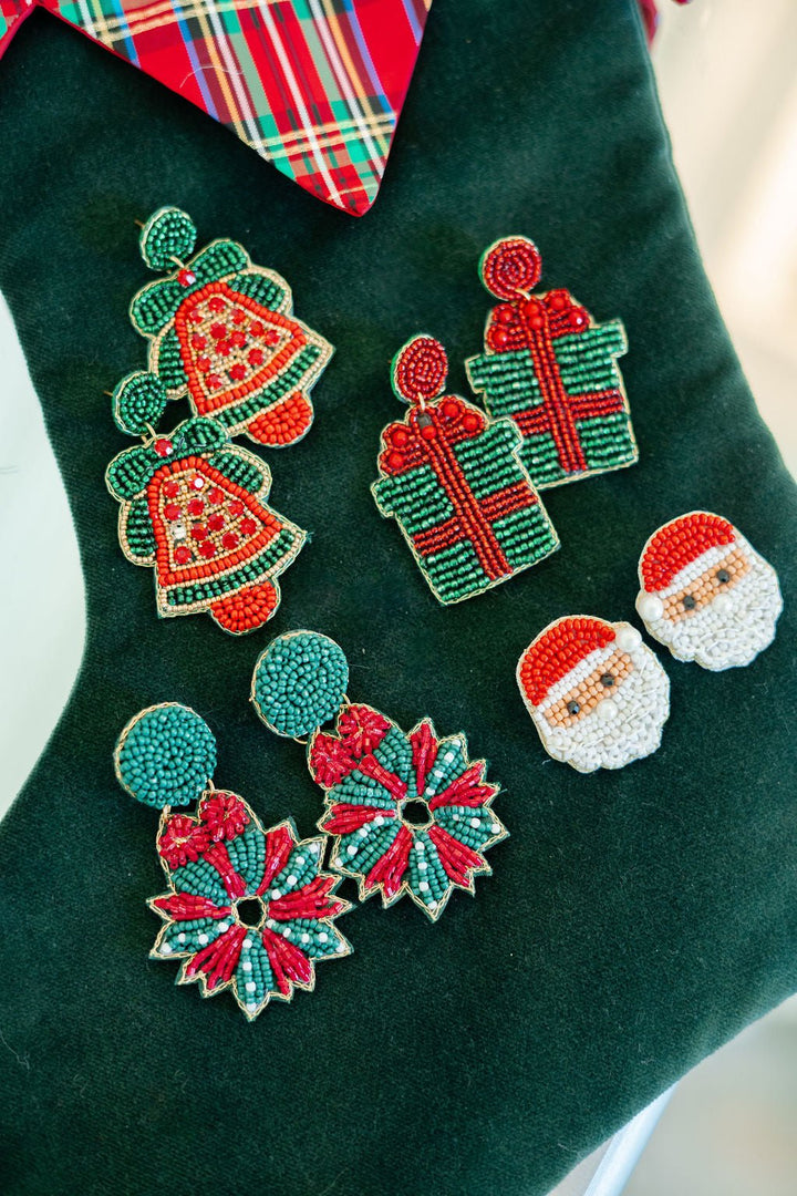 Present Beaded Christmas Earring
