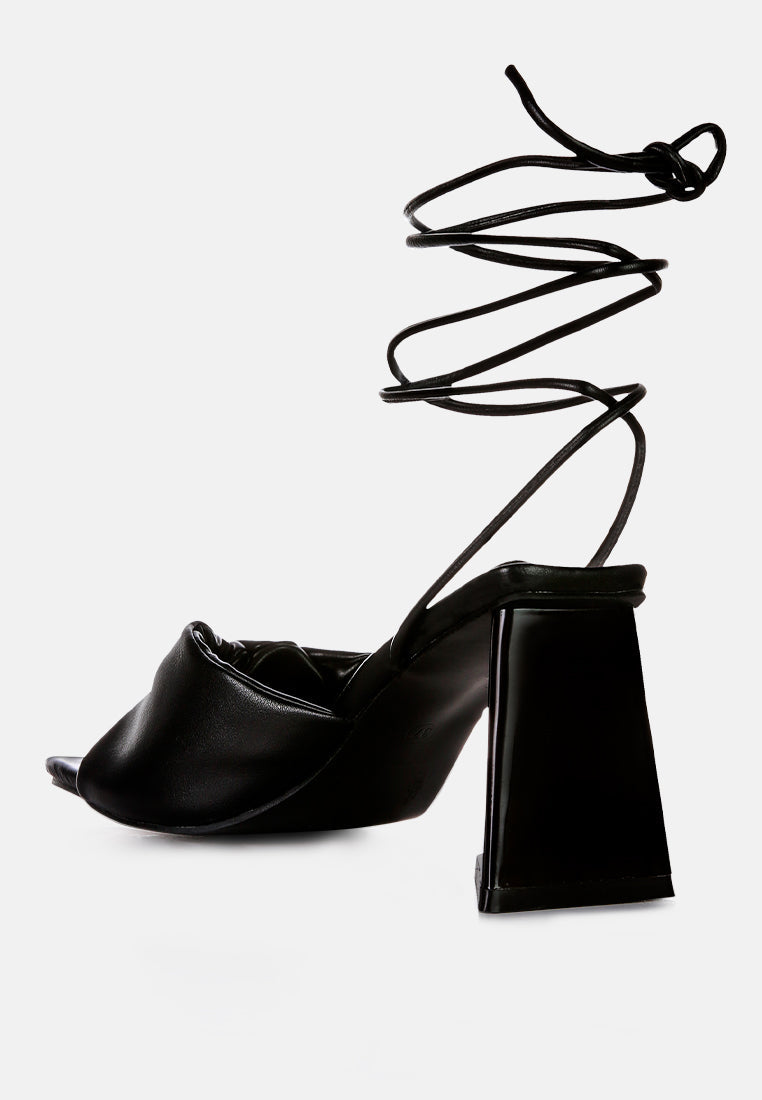 primavera ruched triangular heel lace up sandal by London Rag