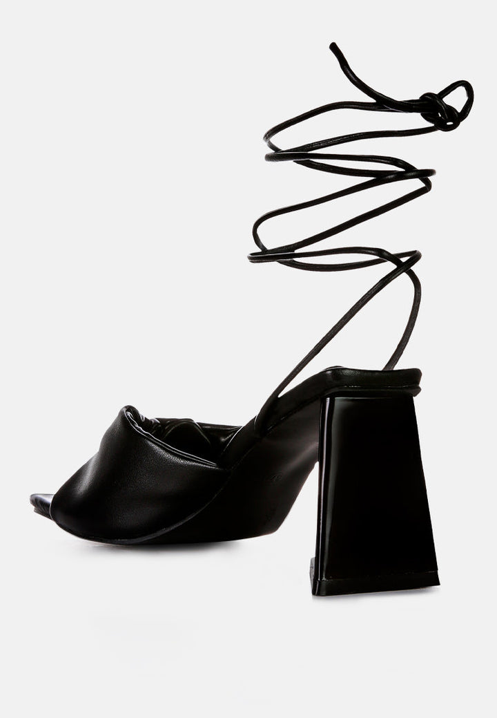 primavera ruched triangular heel lace up sandal by London Rag