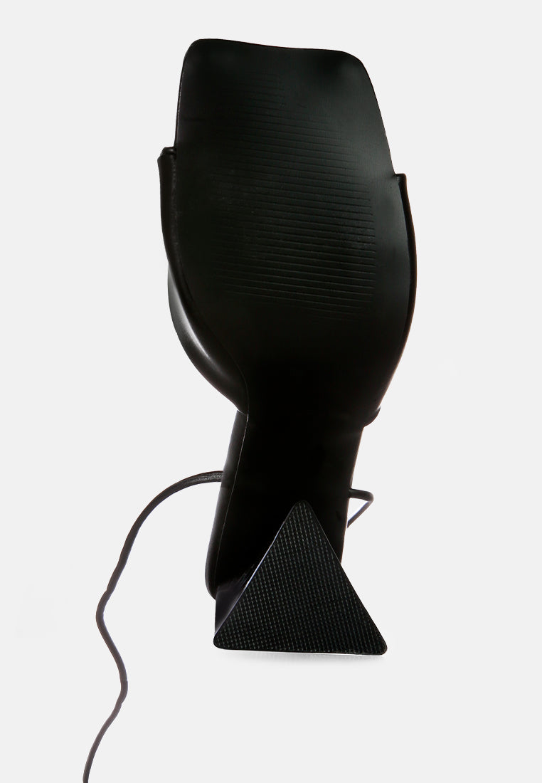 primavera ruched triangular heel lace up sandal by London Rag