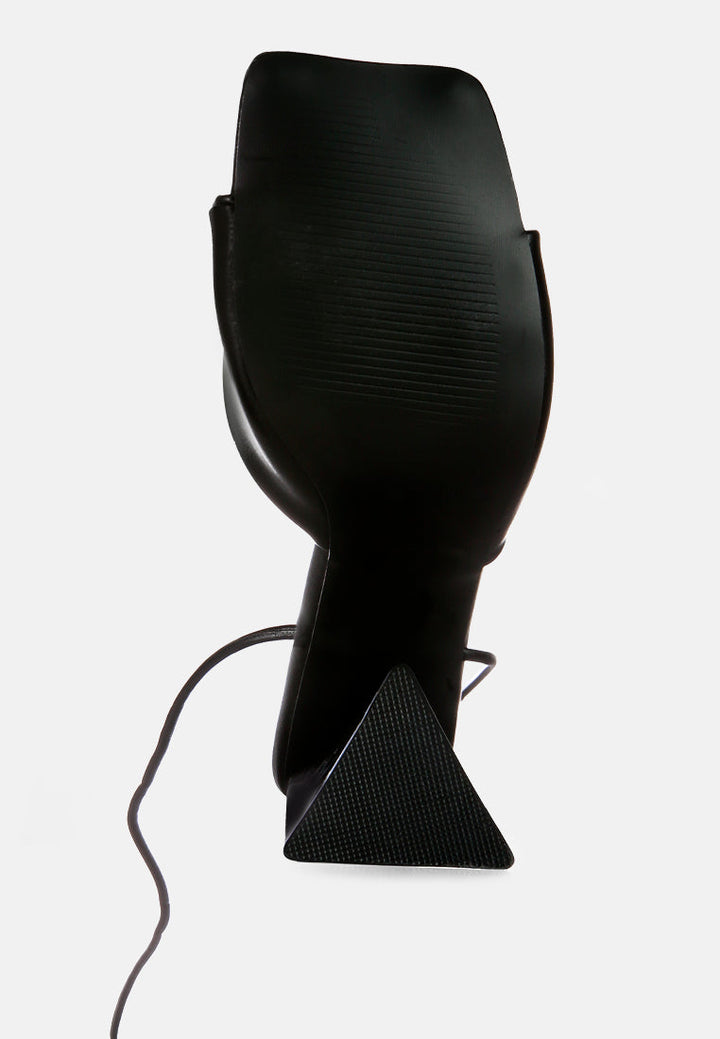 primavera ruched triangular heel lace up sandal by London Rag