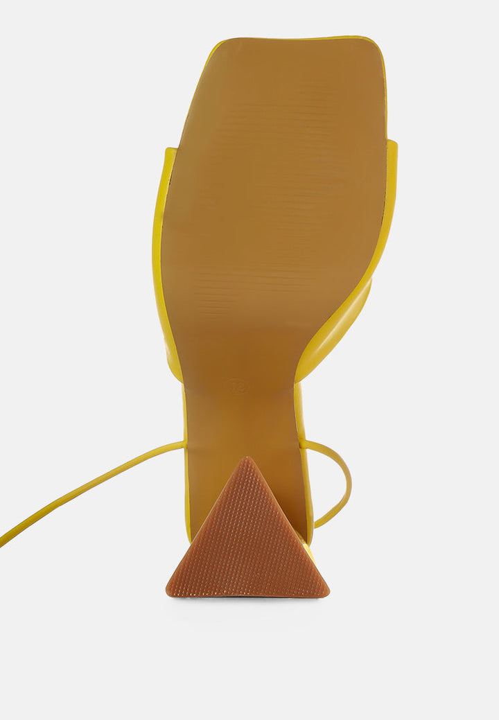 primavera ruched triangular heel lace up sandal by London Rag