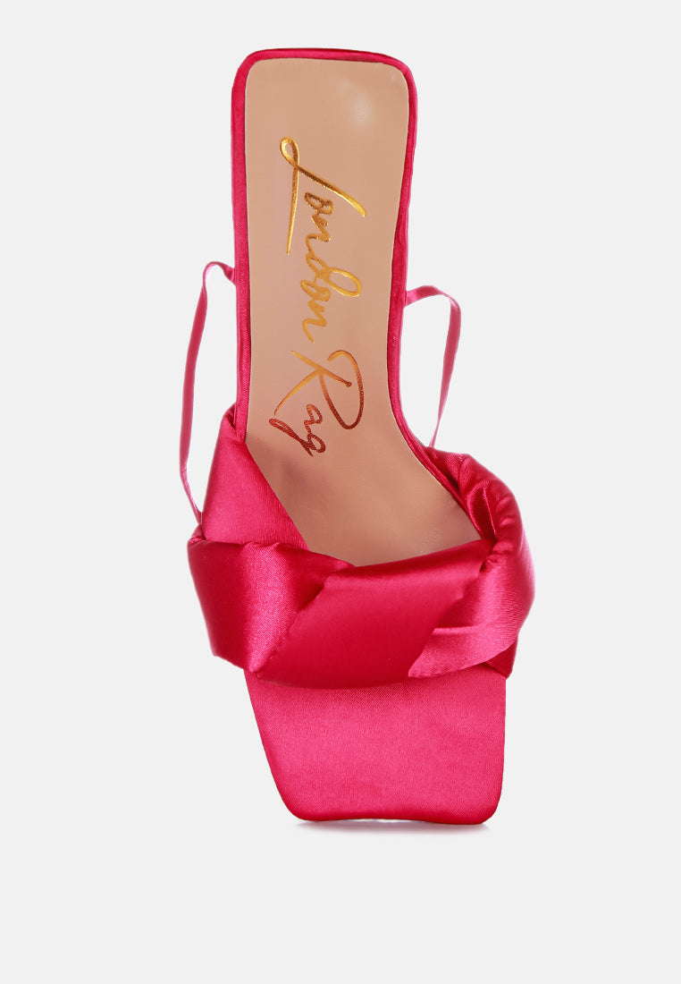 pristine satin strap triangular block heel sandals by London Rag