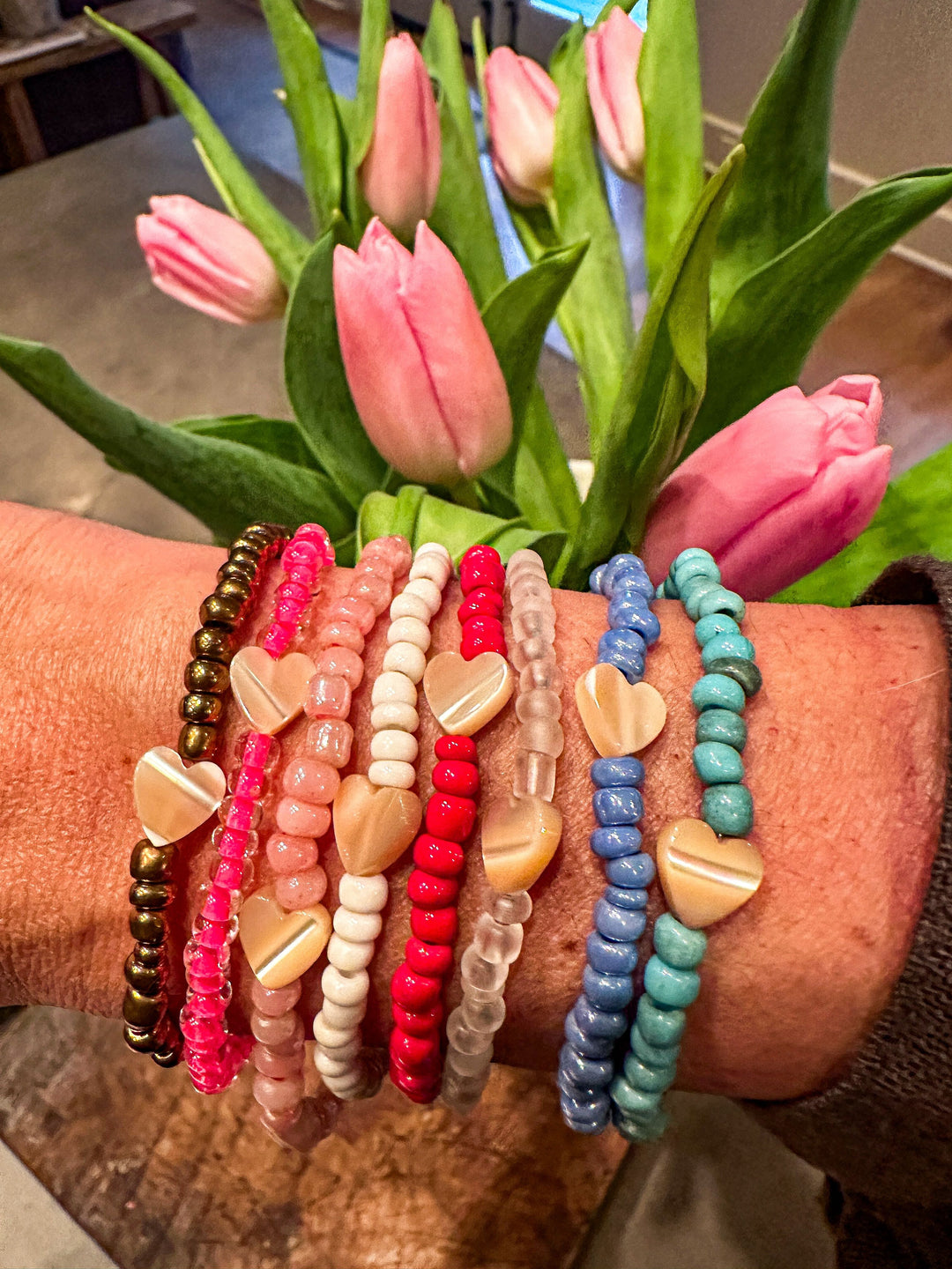 Simple Seed Bracelet | White Heart