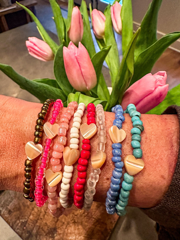 Simple Seed Bracelet | White Heart