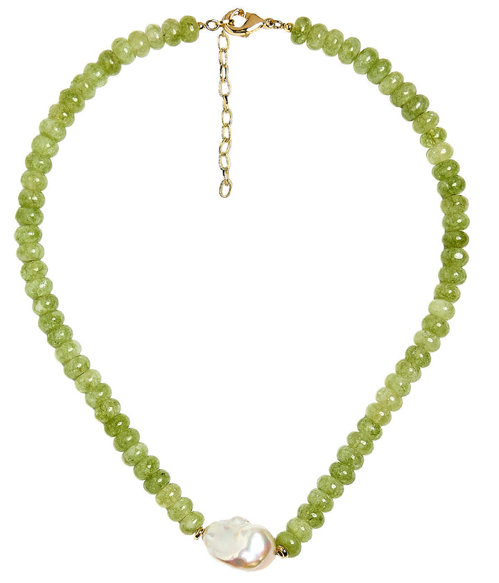 Susie- Quartz Beaded Necklace with freshwater Pearl